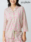 Dream away Cotton Knits Collared PJ Set - Collar Pajama