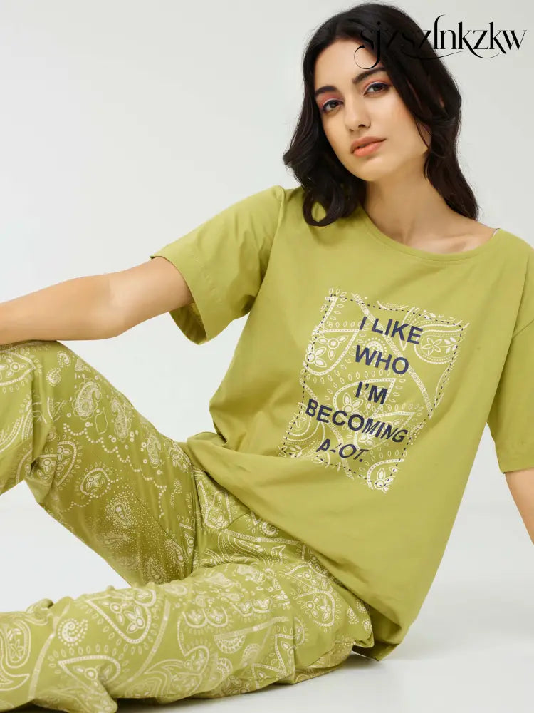 Paisley Cotton Knits PJ Set - Top Pajama