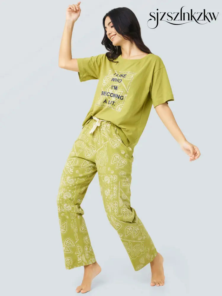 Paisley Cotton Knits PJ Set - Top Pajama