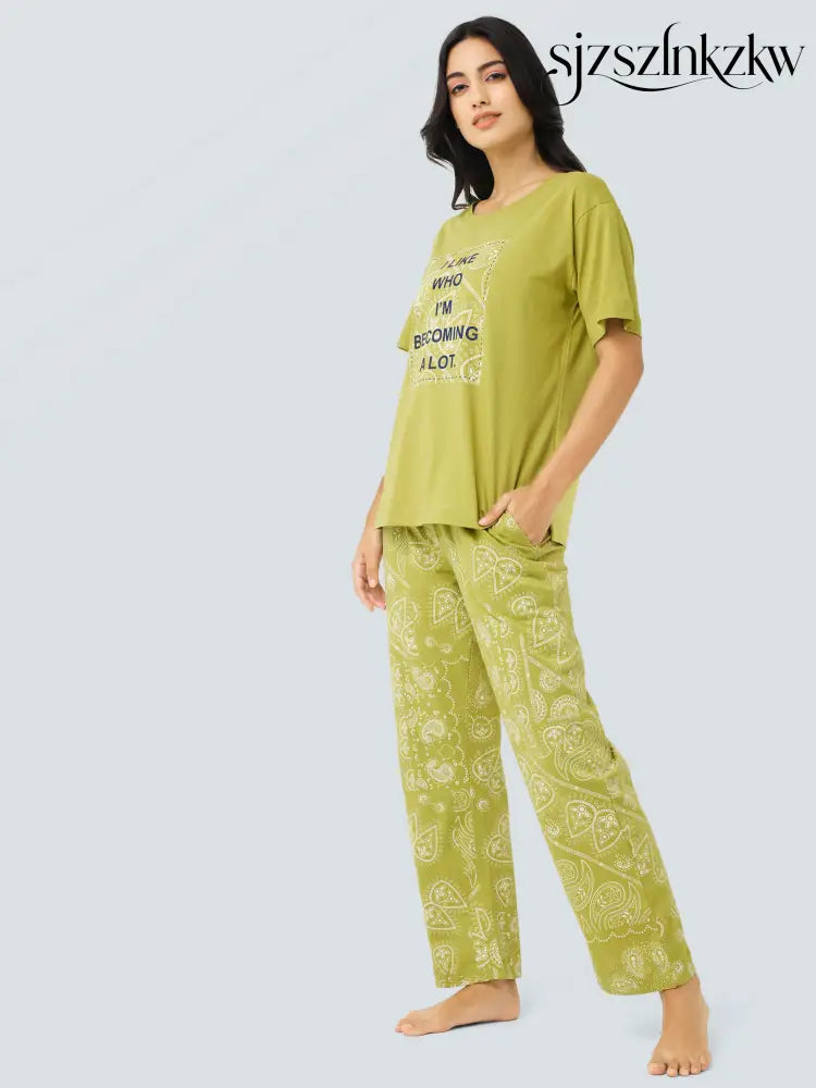 Paisley Cotton Knits PJ Set - Top Pajama