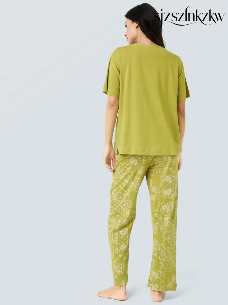 Paisley Cotton Knits PJ Set - Top Pajama
