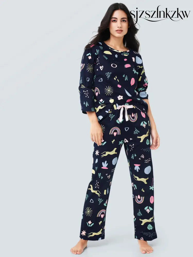 Tropical Safari Cotton Knits PJ Set - Top Pajama