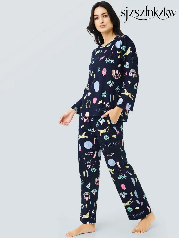 Tropical Safari Cotton Knits PJ Set - Top Pajama
