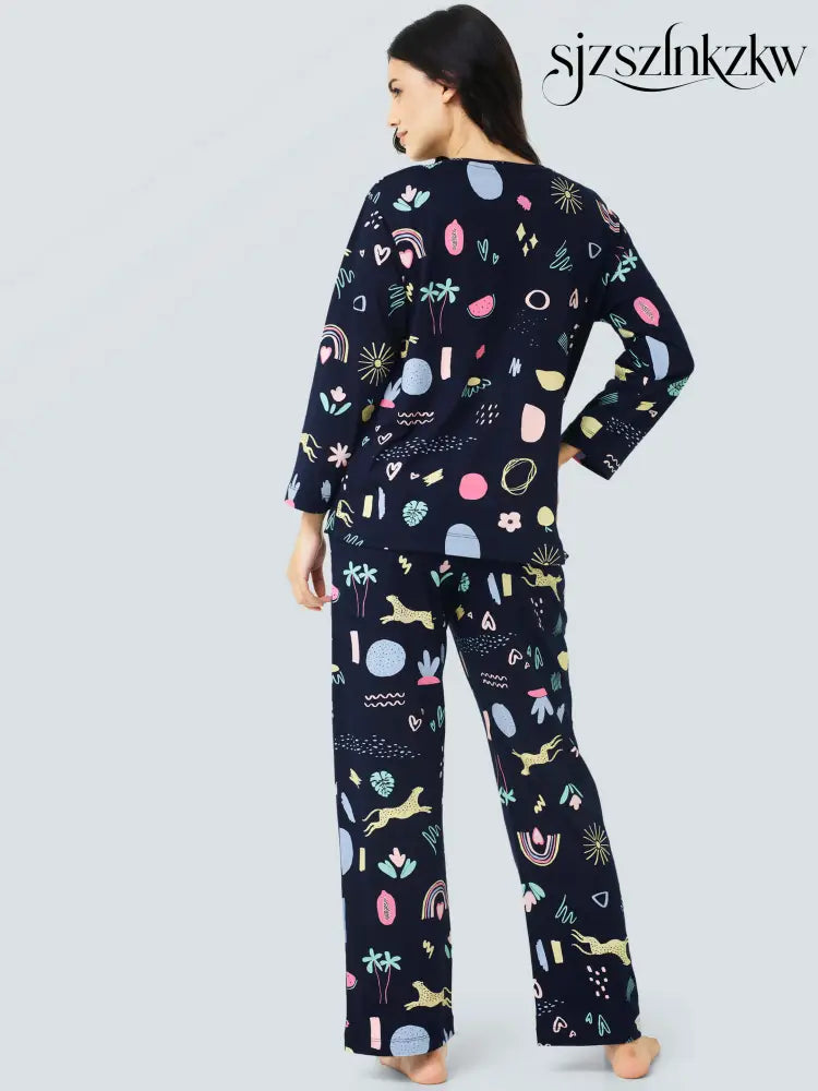 Tropical Safari Cotton Knits PJ Set - Top Pajama