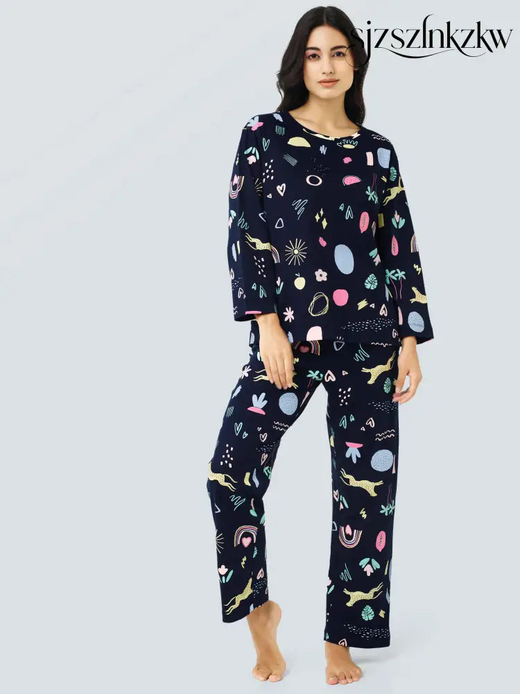 Tropical Safari Cotton Knits PJ Set - Top Pajama