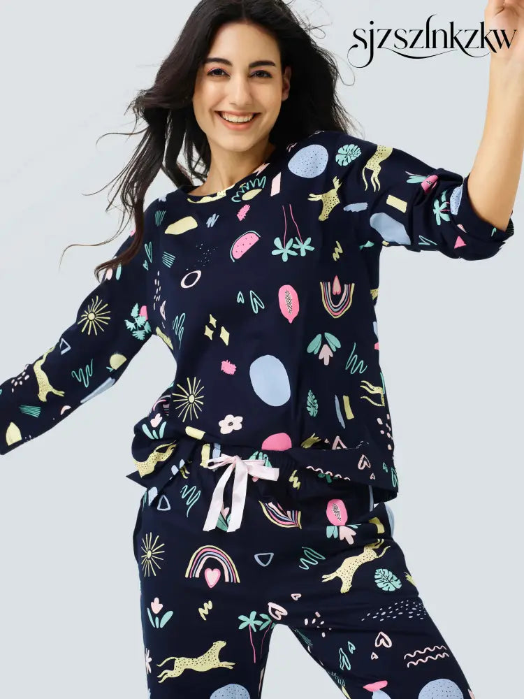 Tropical Safari Cotton Knits PJ Set - Top Pajama